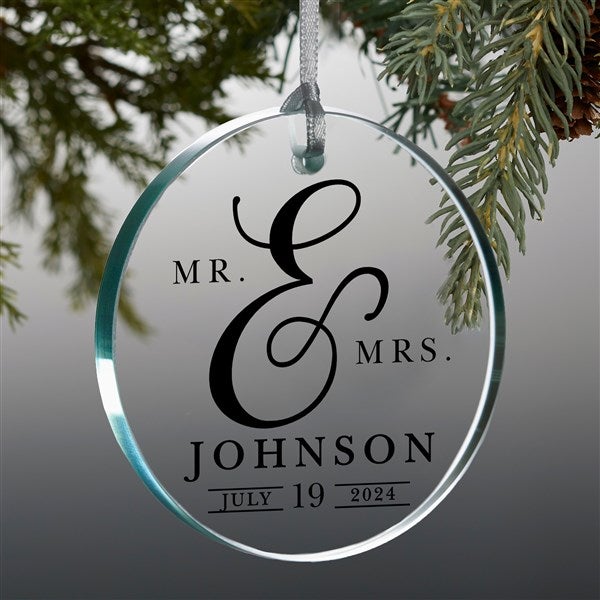 Moody Chic Personalized Wedding Glass Ornament - 49626