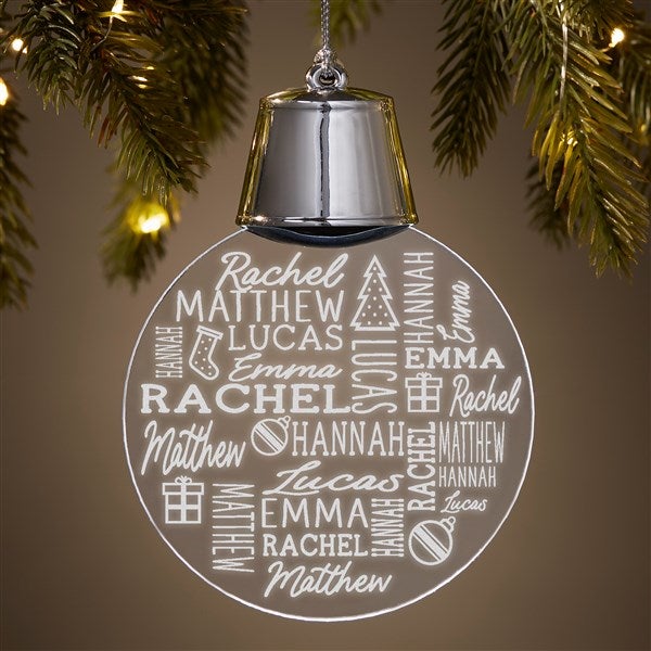 Holiday Repeating Name Personalized LED Acrylic Ornament - 49741