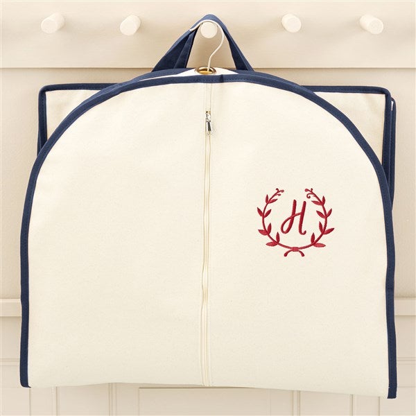 Floral Wreath Embroidered Canvas Garment Bag  - 49757