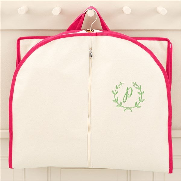 Floral Wreath Embroidered Canvas Garment Bag  - 49757