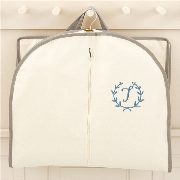 Floral Wreath Embroidered Canvas Garment Bag  - 49757