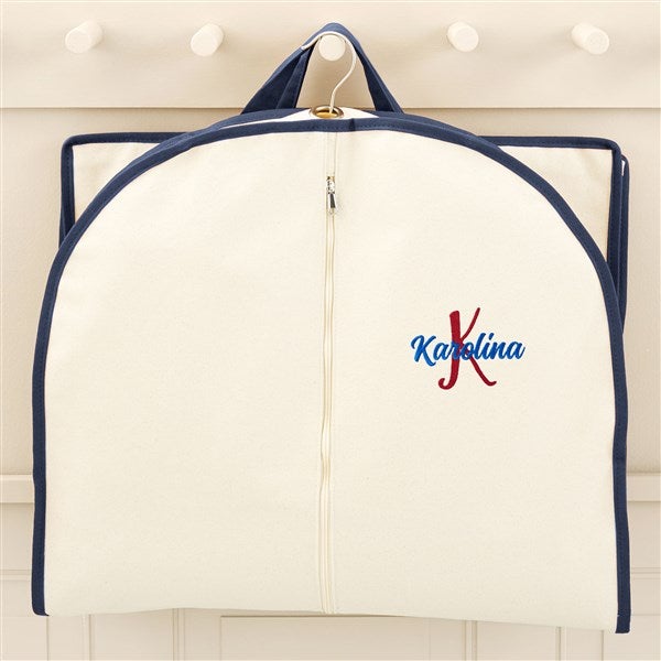 Playful Name Embroidered Canvas Garment Bags - 49758