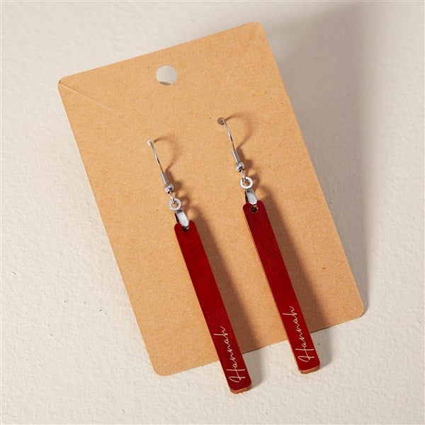 Wooden Bar Personalized Dangle Earring - 49782