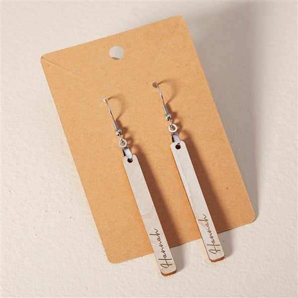 Wooden Bar Personalized Dangle Earring - 49782