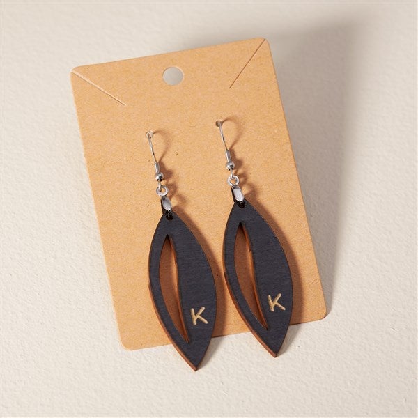 Wooden Leaf Personalized Dangle Earring - 49784