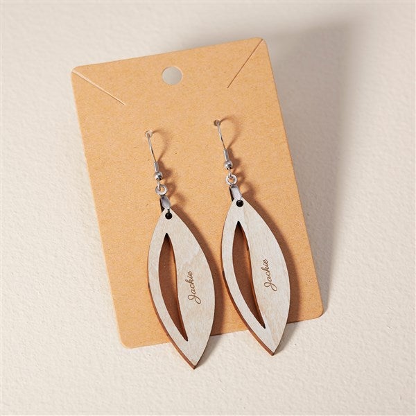 Wooden Leaf Personalized Dangle Earring - 49784