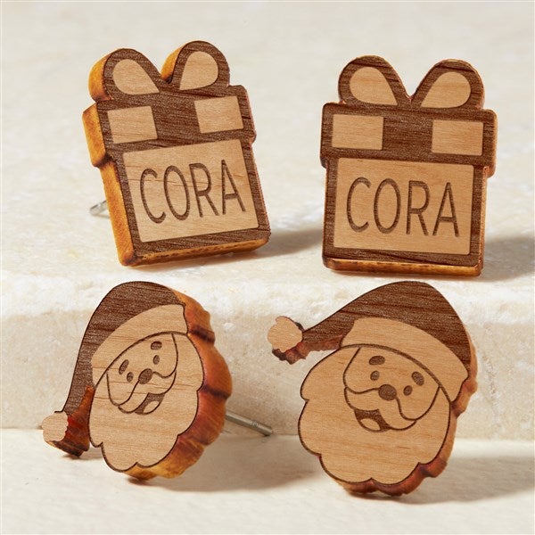 Christmas Personalized Wood Stud Earrings - 49897