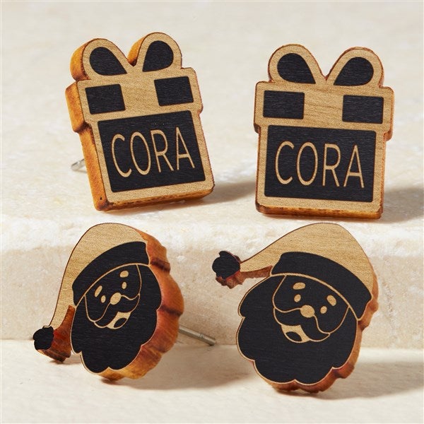 Christmas Personalized Wood Stud Earrings - 49897