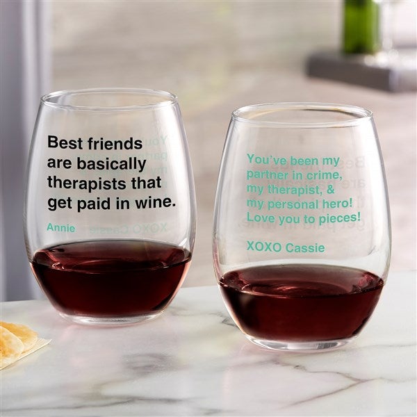 Best Friends Are Basically Therapists Personalized Wine Glass Collection - 49976