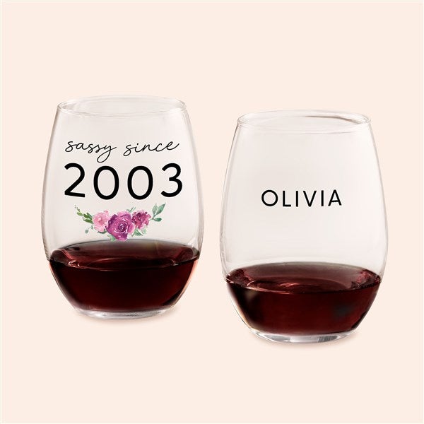 Sassy Since Personalized Wine Glass Collection - 49985