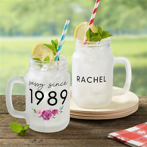 Sassy Since Personalized Frosted Mason Jar Glass - 49999