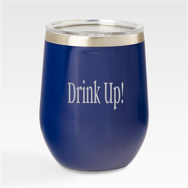 Engraved Corkcicle Navy 12oz Stemless Wine Tumbler  - 50006