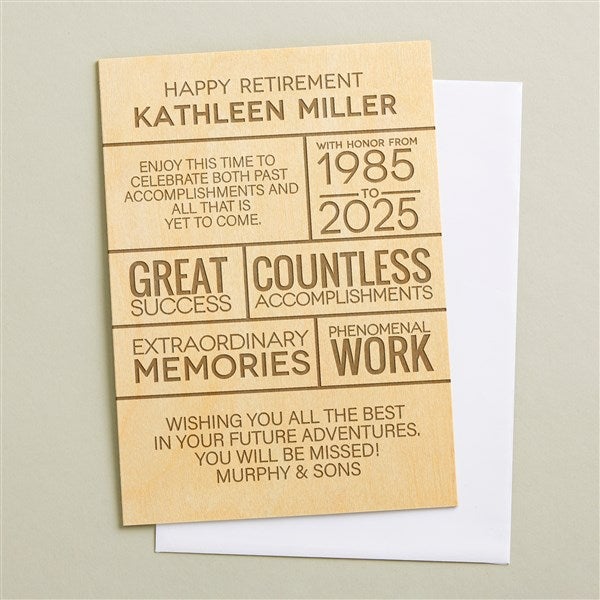 Retirement Wishes Personalized 5x7 Wooden Greeting Card - 50021