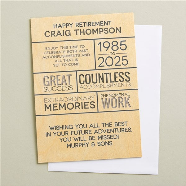 Retirement Wishes Personalized 5x7 Wooden Greeting Card  - 50025