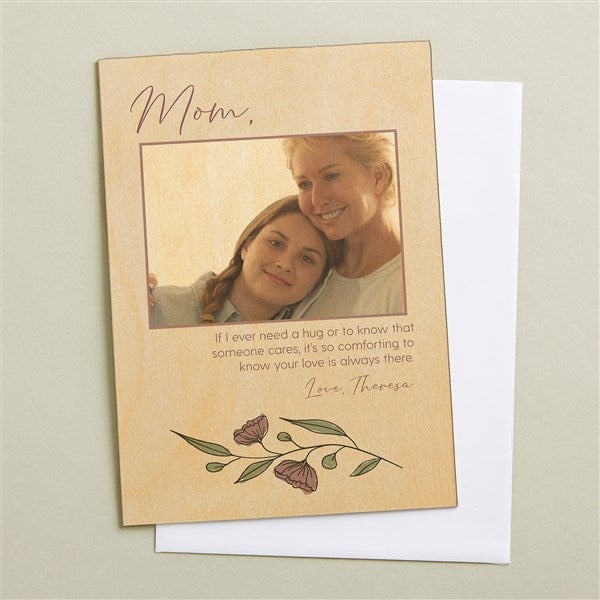 Floral Message for Mom Personalized 5x7 Wooden Greeting Card  - 50027