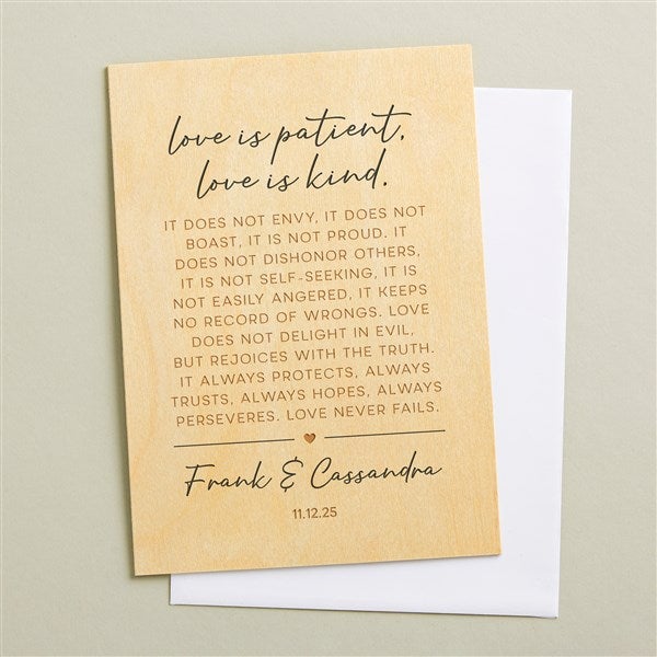 Love is Patient Personalized 5x7 Wooden Greeting Card  - 50028