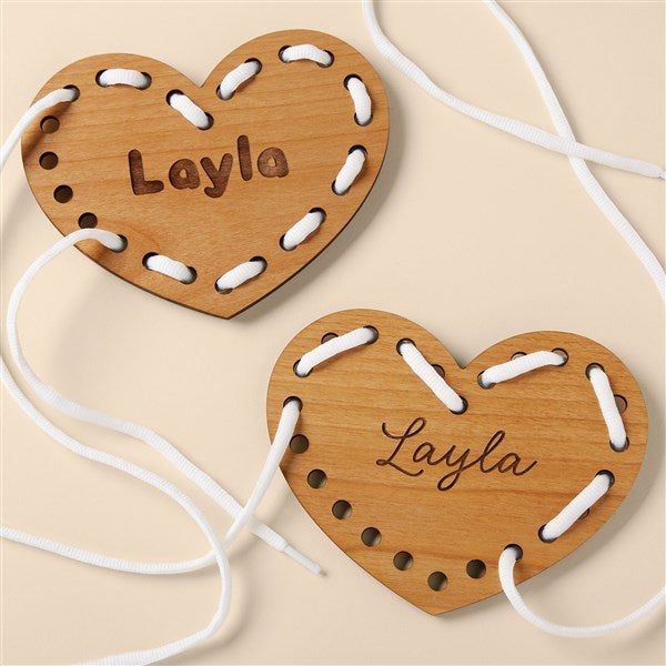 Valentine’s Day Personalized Kids Wooden Lacing Toy  - 50057