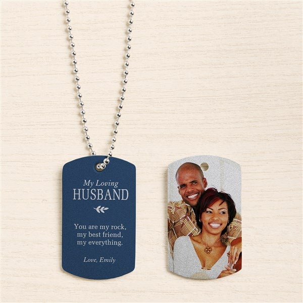 To My Husband Personalized Photo Dog Tag Necklace - Two Sided - 50112