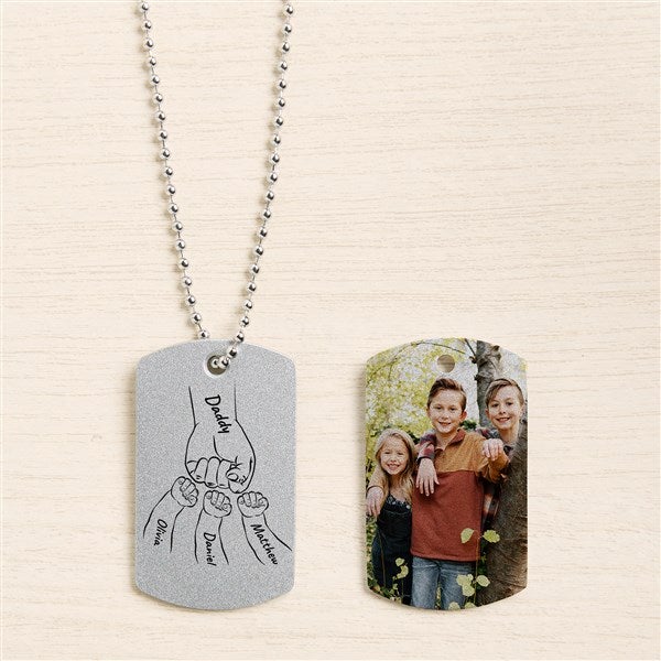 Dad&#39;s Fist Bump Personalized Photo 2 Sided Dog Tag - 50114