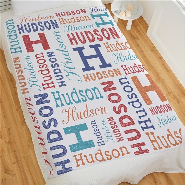 Trendy Repeating Name Kids Personalized Blanket - 50128