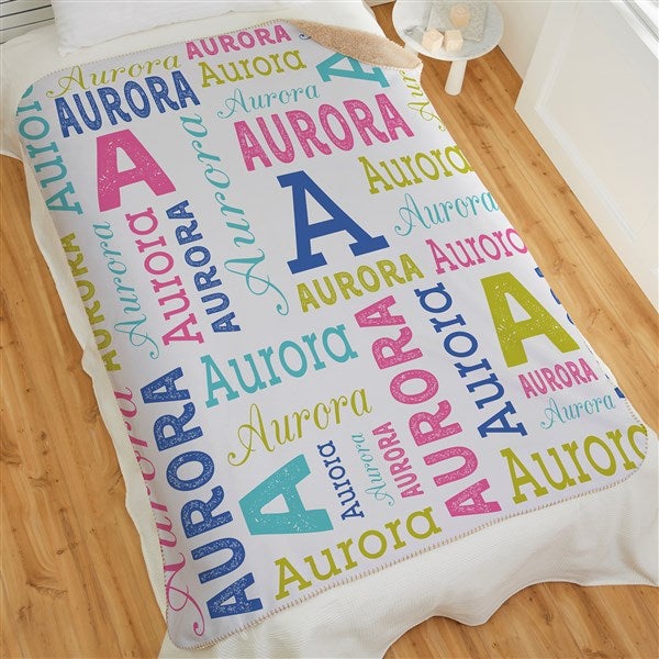 Trendy Repeating Name Kids Personalized Blanket - 50128