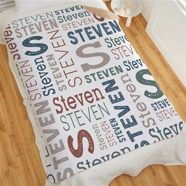 Trendy Repeating Name Kids Personalized Blanket - 50128