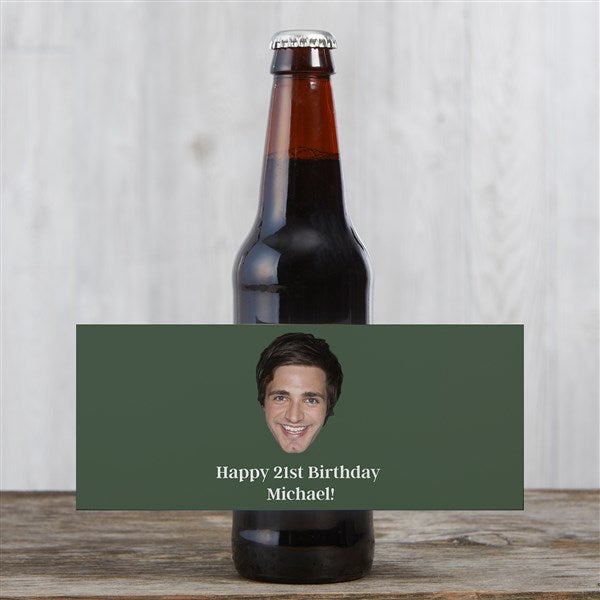 Photo Face Cutout Personalized Beer Bottle Labels & Beer Carrier - 50296