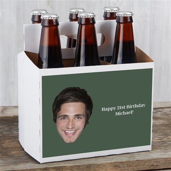 Photo Face Cutout Personalized Beer Bottle Labels & Beer Carrier - 50296