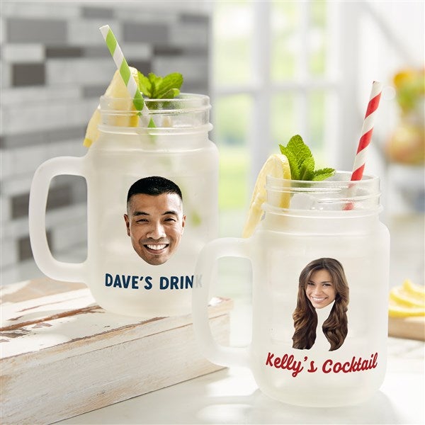 Photo Face Cutout Personalized Frosted Mason Jar - 50300