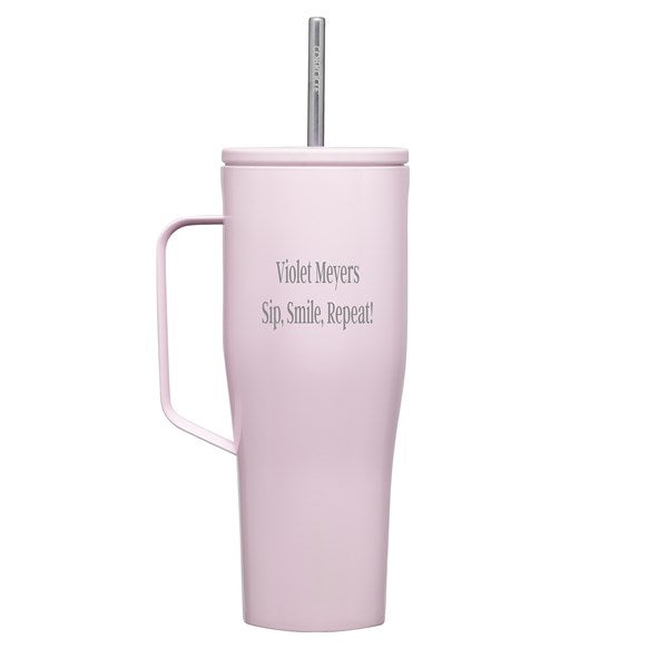 Engraved Corkcicle 30oz Cold Cup with Handle in Powder Pink     - 50326