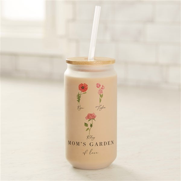 Birth Month Flower Personalized Frosted Iced Coffee Tumbler - 50344