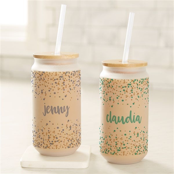 Sparkling Name Personalized Frosted Iced Coffee Tumbler - 50346