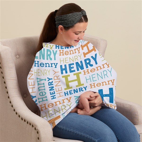 Trendy Repeating Name Personalized Nursing Cover - 50369