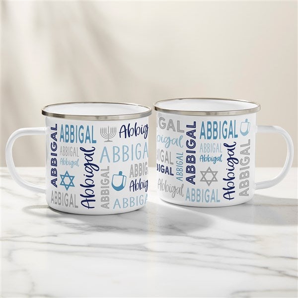 Hanukkah Repeating Name Personalized Enamel Mug - 50473