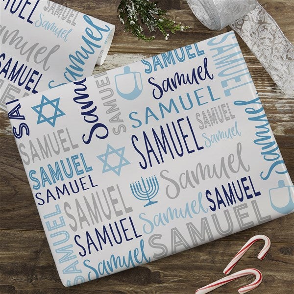 Hanukkah Repeating Name Personalized Wrapping Paper - 50474