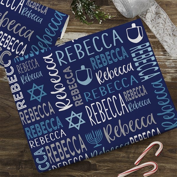 Hanukkah Repeating Name Personalized Wrapping Paper - 50474