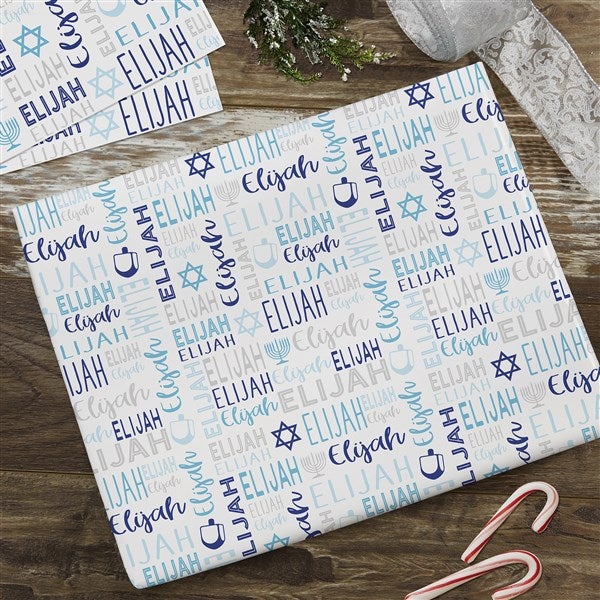 Hanukkah Repeating Name Personalized Wrapping Paper - 50474