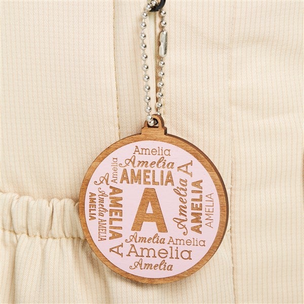 Repeating Name Personalized Wood Backpack Tag - 50535