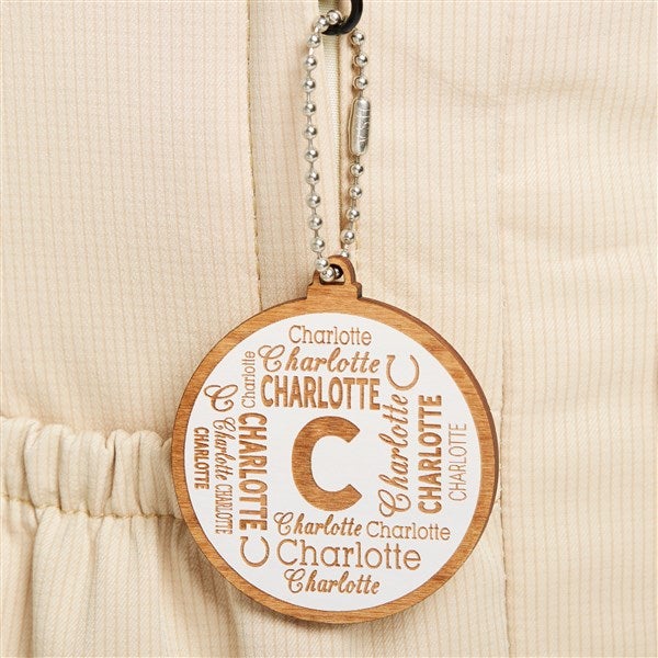 Repeating Name Personalized Wood Backpack Tag - 50535