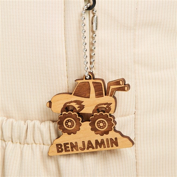 Monster Truck Personalized Wood Backpack Tag - 50537