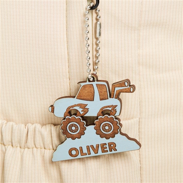 Monster Truck Personalized Wood Backpack Tag - 50537