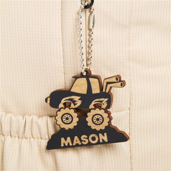 Monster Truck Personalized Wood Backpack Tag - 50537