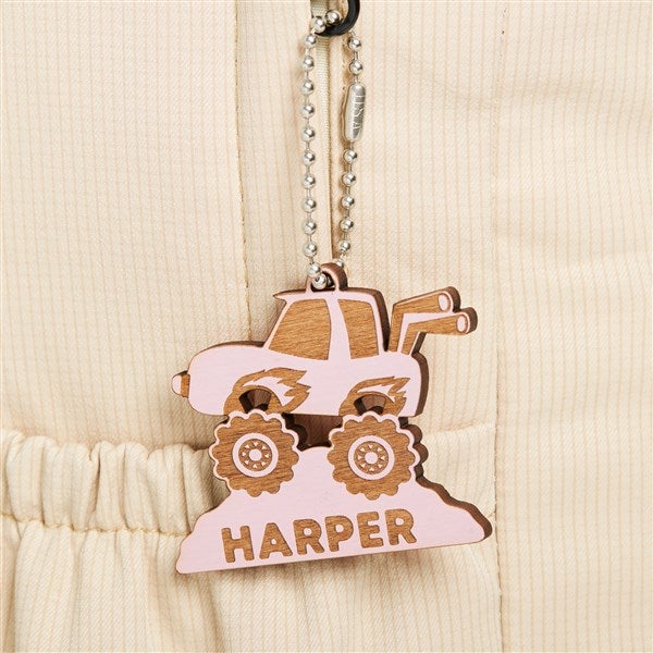 Monster Truck Personalized Wood Backpack Tag - 50537