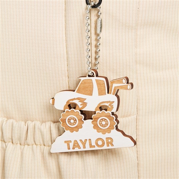 Monster Truck Personalized Wood Backpack Tag - 50537