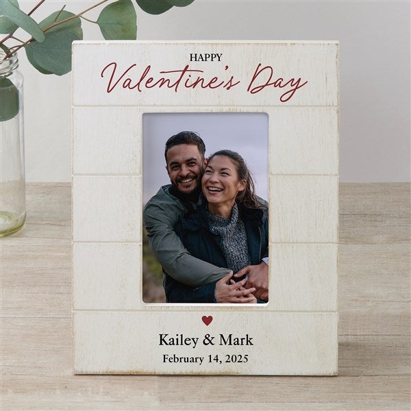 Our First Valentine&#39;s Day Personalized Shiplap Picture Frame - 50567