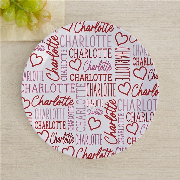 Repeating Name Heart Personalized Kids Dinnerware - 50579