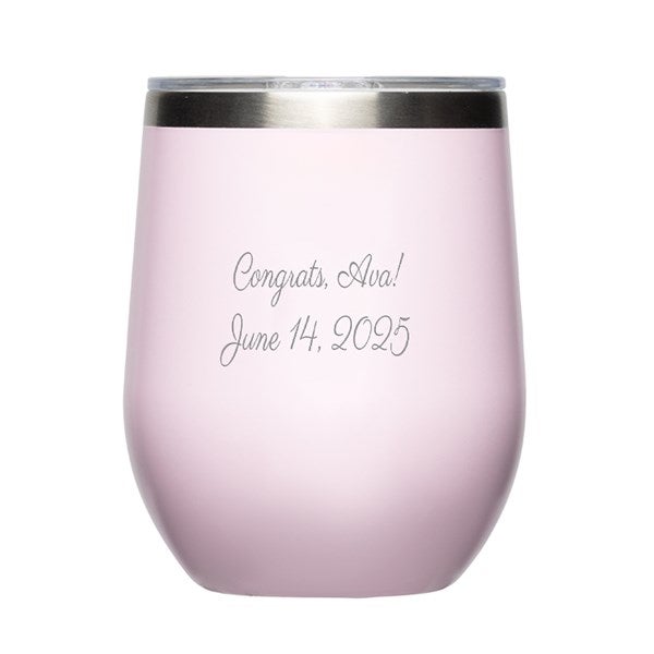 Engraved Corkcicle 12oz Stemless Wine Tumbler in Powder Pink    - 50584