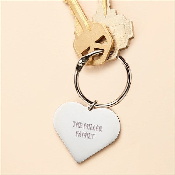 Family Forever Engraved Heart Charm Keychain  - 50655