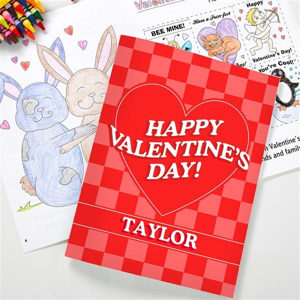 Groovy Valentine's Day Personalized Coloring Activity Book  - 50699