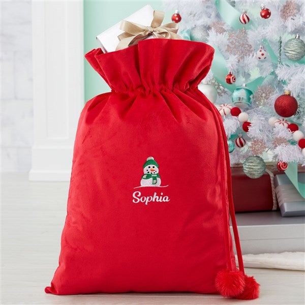 Christmas Characters Embroidered Red Santa Sack  - 50740